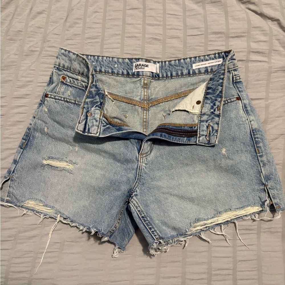Garage Light Blue Distressed Jean Shorts